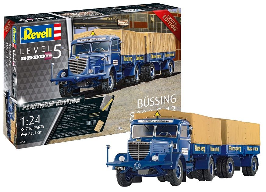 Revell 07580 BÜSSING 8000 S13 WITH TRAILER Platinum Edition