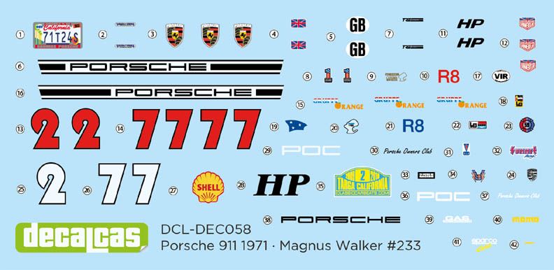 Decalcas DEC058 Porsche 911 sponsored by Magnus Walker