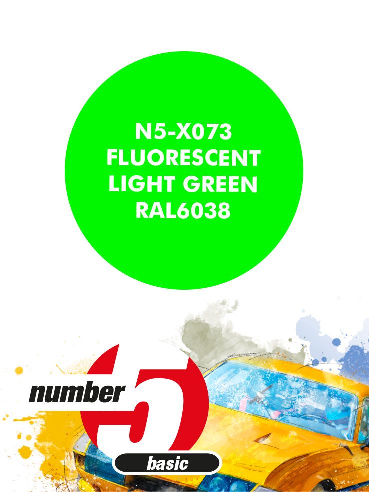 Number 5 N5-X073 Paint for airbrush: Fluorescent light green RAL6038 (1x30ml)