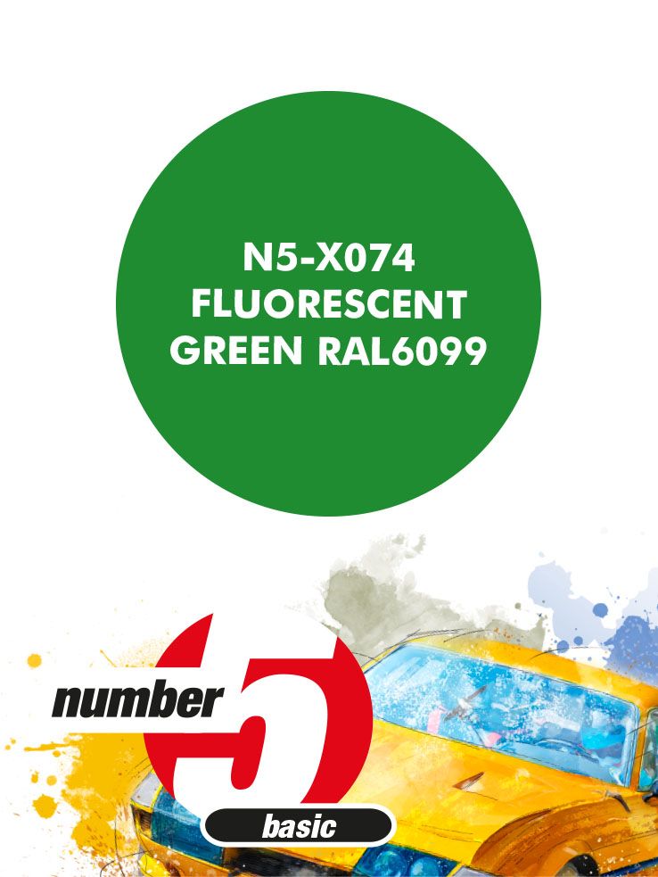 Number 5 N5-X074 Paint for airbrush: Fluorescent green (1x30ml)