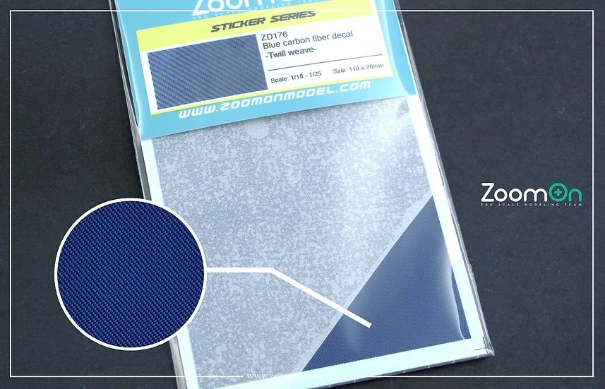 ZoomOn ZD176 Blue carbon fiber decal - Twill Weave ( Size 110x70mm)