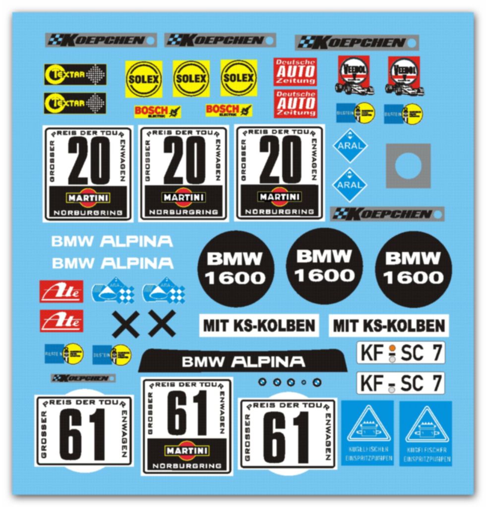 Scale Production SPD24063 Decals BMW 1600/2002 Alpina/Koepchen