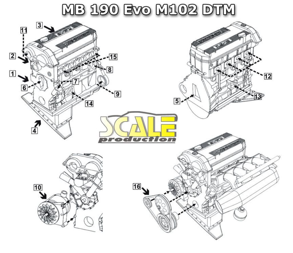 Scale Production SPTK24064-1 MB 190 M102 engine (DTM)