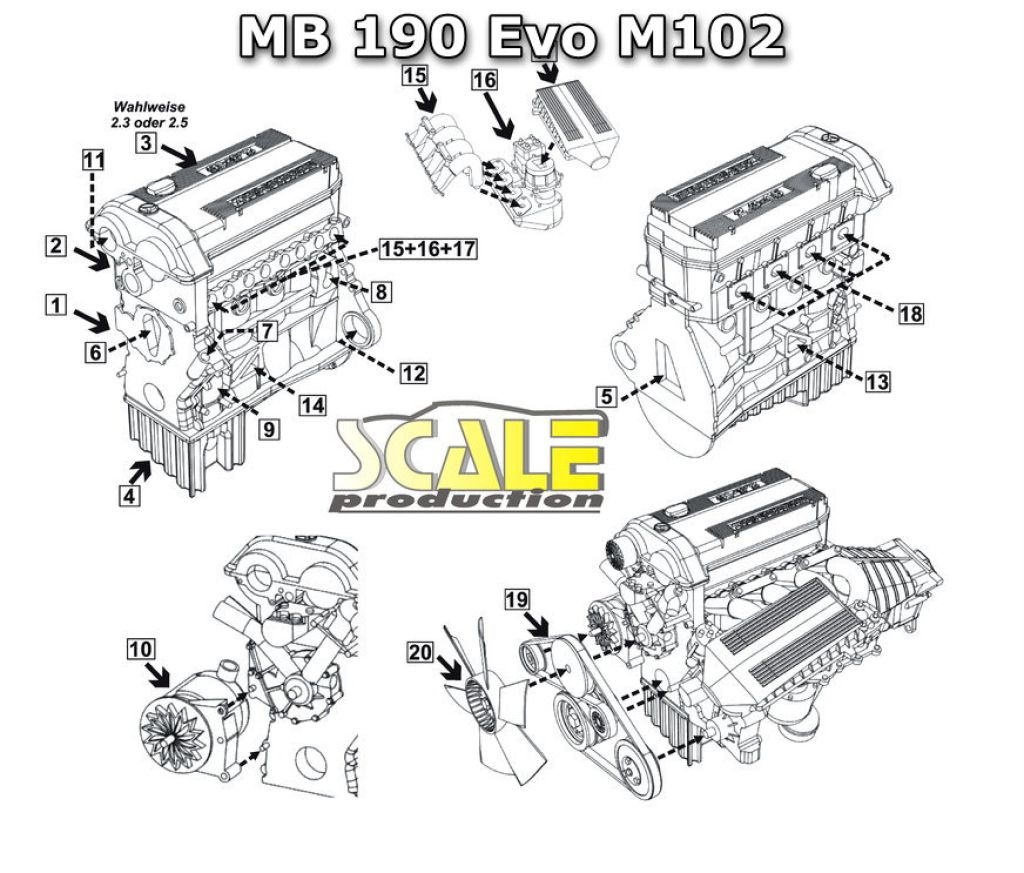 Scale Production SPTK24064-2 MB 190 M102 engine