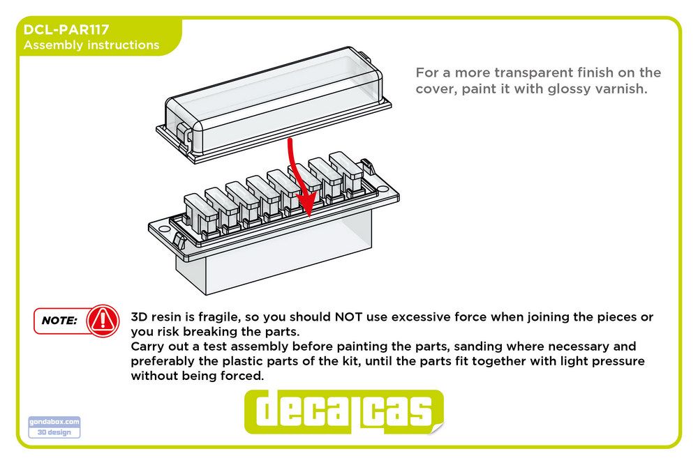 Decalcas PAR117 Detail for 1/24 scale models Blade fuse box 8 ways with fuses (8+8 units/each)