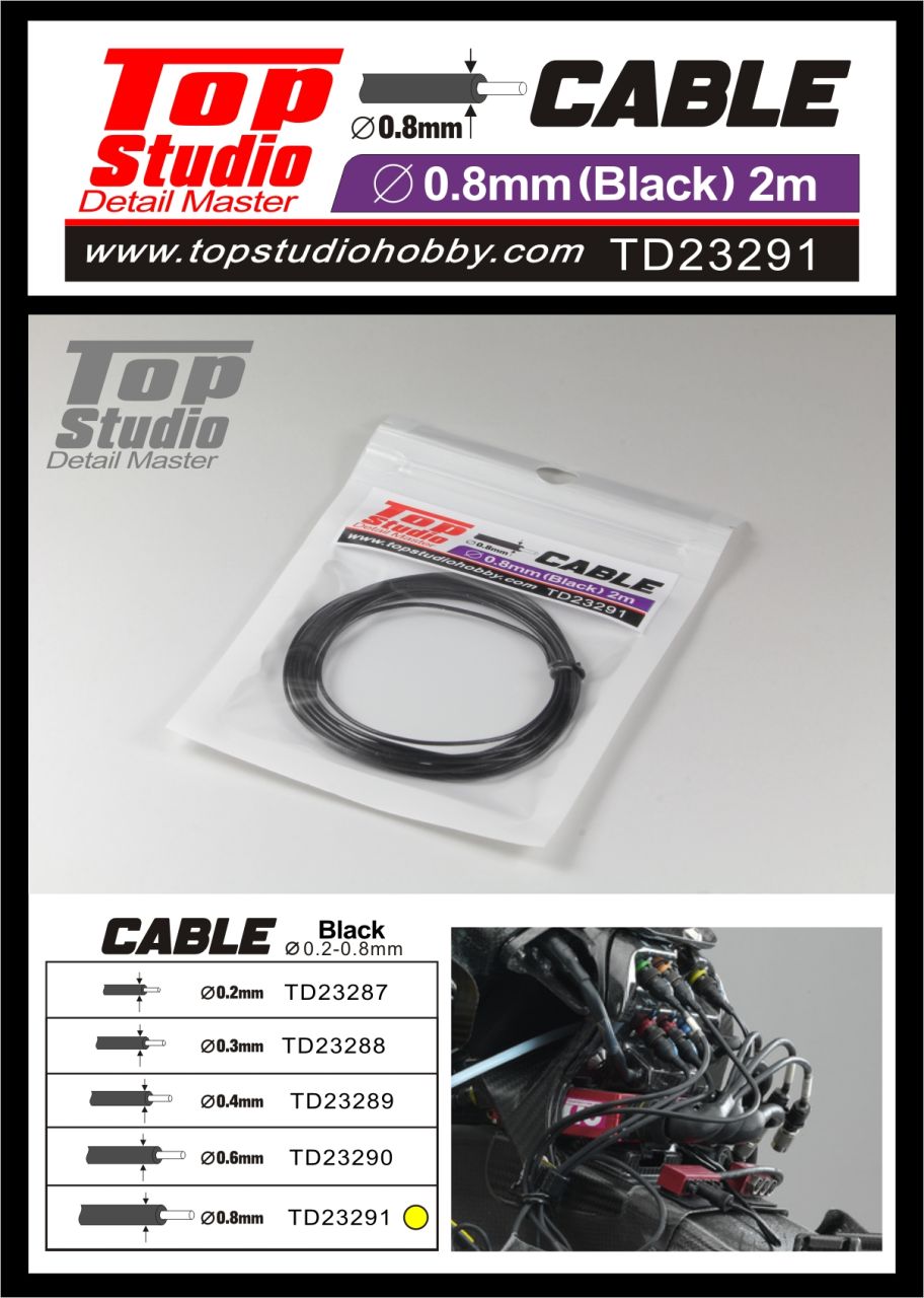 Top Studio TD23291 0.8mm Black Cable