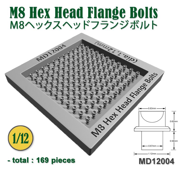 Fat Frog MD12004 M8 Hex Head Flange Bolts (dia.1,12mm) - 169 pcs