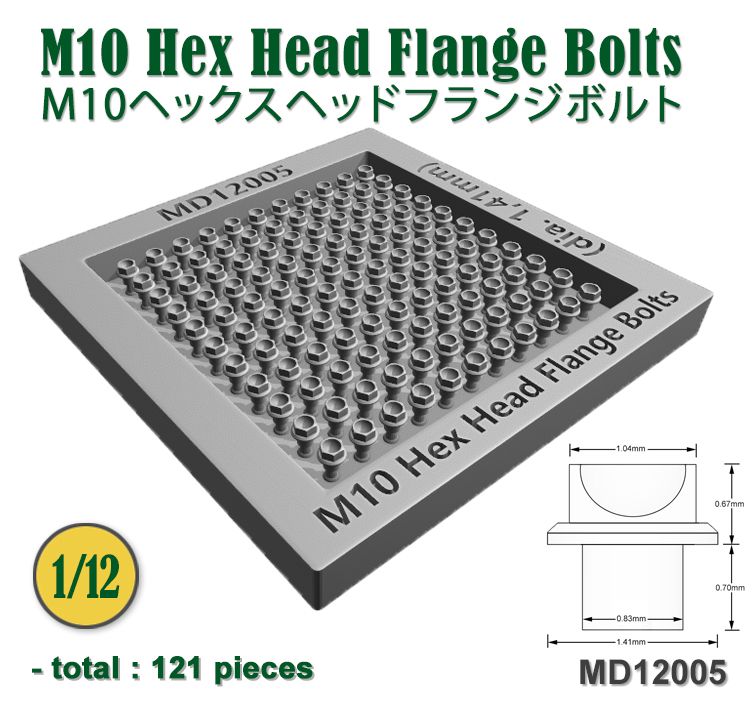 Fat Frog MD12005 M10 Hex Head Flange Bolts (dia. 1,41mm) - 121 pcs