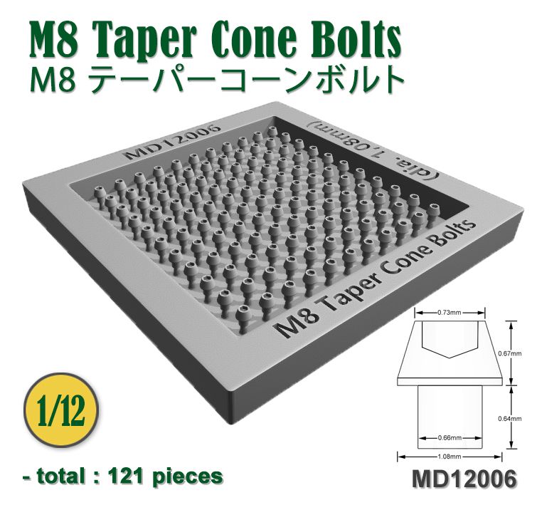 Fat Frog MD12006 M8 Taper Cone Bolts (dia. 1,08mm) - 121 pcs