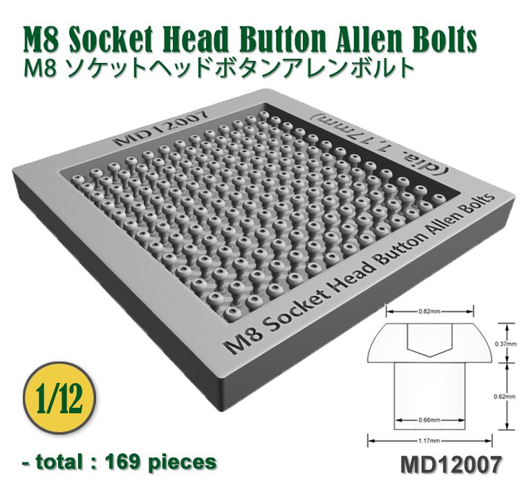 Fat Frog MD12007 M8 Socket Head Button Allen Bolts (dia. 1,17mm) - 169 pcs