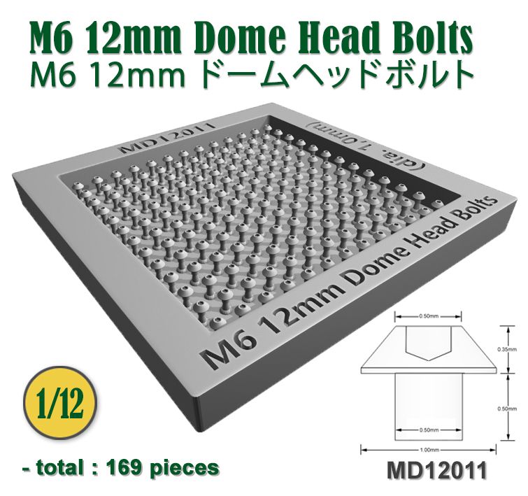 Fat Frog MD12011 M6 12mm Dome Head Bolts (dia. 1,0mm) - 169 pcs