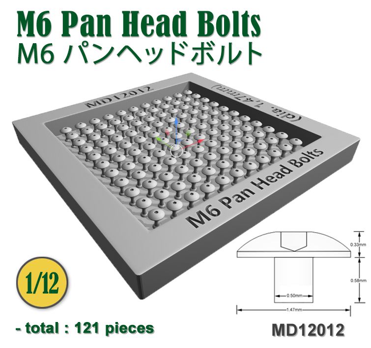 Fat Frog MD12012 M6 Pan Head Bolts (dia. 1,47mm) - 121 pcs