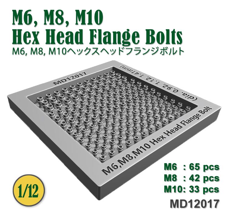 Fat Frog MD12017 M6, M8, M10 Hex Head Flange Bolts (dia. 0,92, 1.12, 1.41mm)