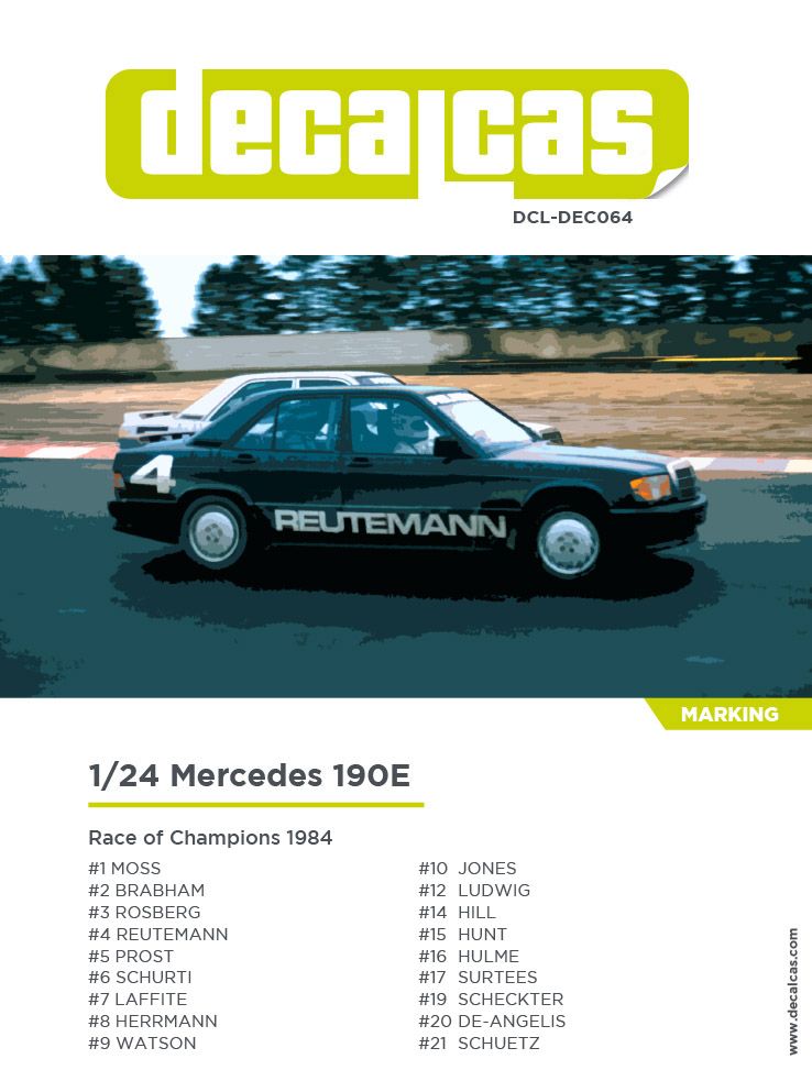 Decalcas DEC064 Mercedes Benz 190E 2.3 16v - ROC - Race of the Champions 1984