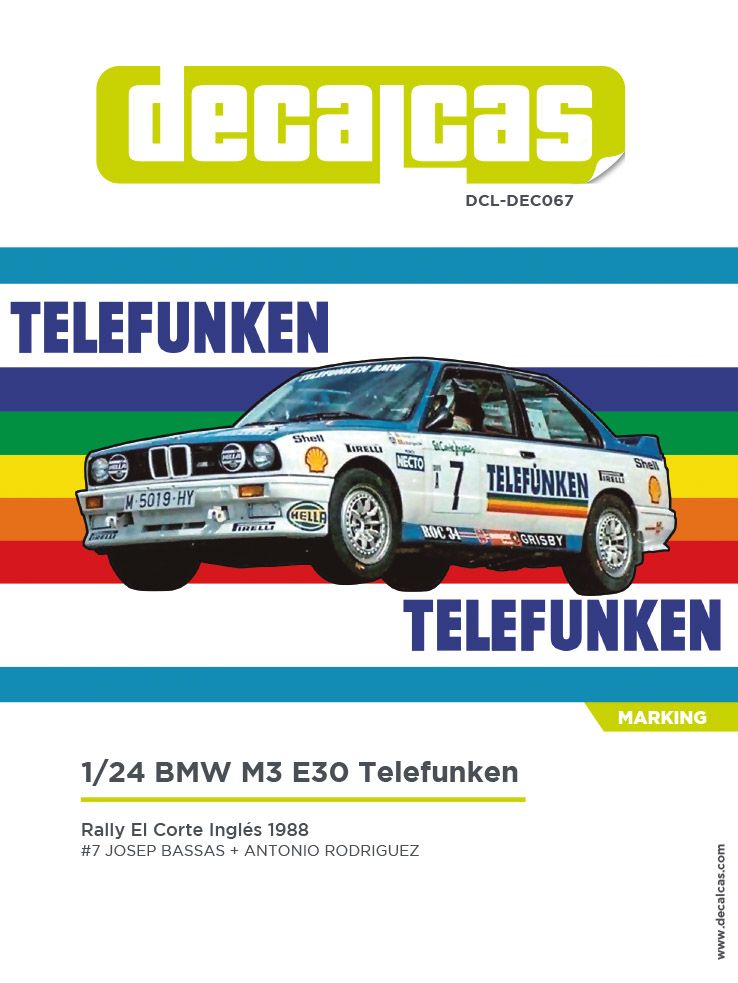 Decalcas DEC067 BMW M3 E30 sponsored by Telefunken - El Corte Ingles Rally Islas Canarias 1988