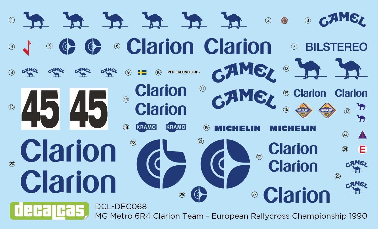 Decalcas DEC068 MG Metro 6R4 Team Clarion Europe sponsored by Camel - FIA European Rallycross Championship 1990