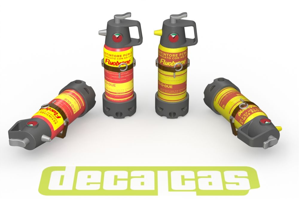 Decalcas PAR125 Fire extinguisher for 1/24 scale models: Lancia Stratos Ci-O-Due extinguisher (4+4 units/each)