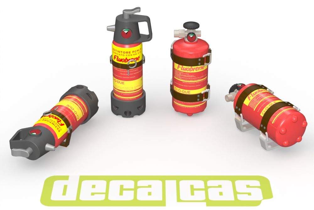 Decalcas PAR125 Fire extinguisher for 1/24 scale models: Lancia Stratos Ci-O-Due extinguisher (4+4 units/each)