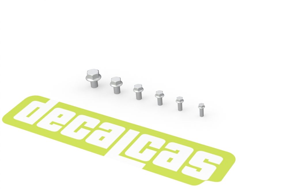 Decalcas PAR131 Fasteners for 1/24,1/20,1/12 scale models: Hexagon flange bolts (100+100+100+100+100+100 units/each)