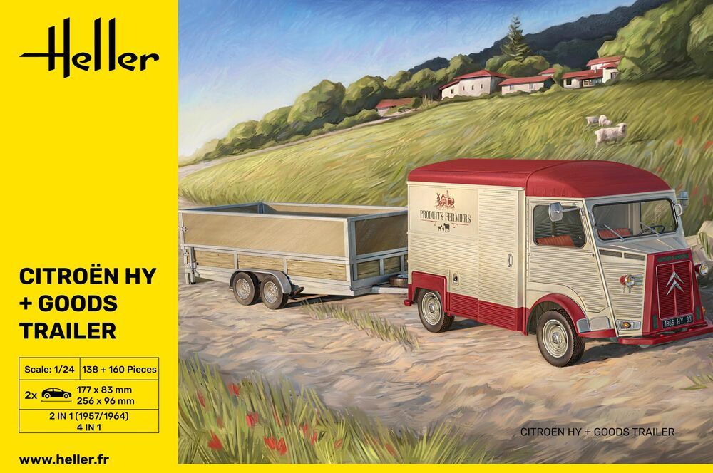 Heller 503310 Citroen HY + Goods Trailer