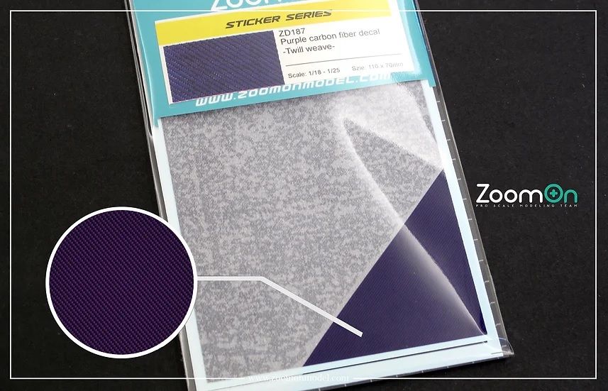 ZoomOn ZD187 PURPLE CARBON FIBER DECAL TWILL WEAVE