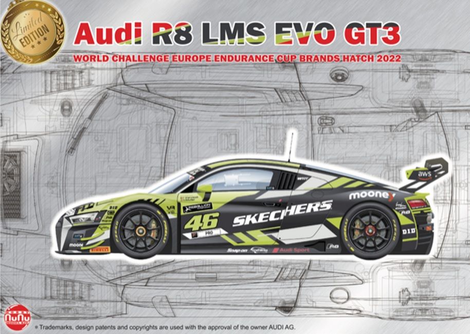 NuNu Model Kit PN24044 AUDI R8 LMS EVO GT3 WORLD CHALLENGE EUROPE ENDURANCE CUP BRANDS HATCH 2022