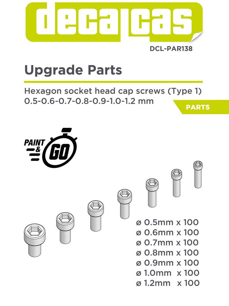 Decalcas PAR138 Fasteners: Hex socket head cap (100+100+100+100+100+100+100 units/each)