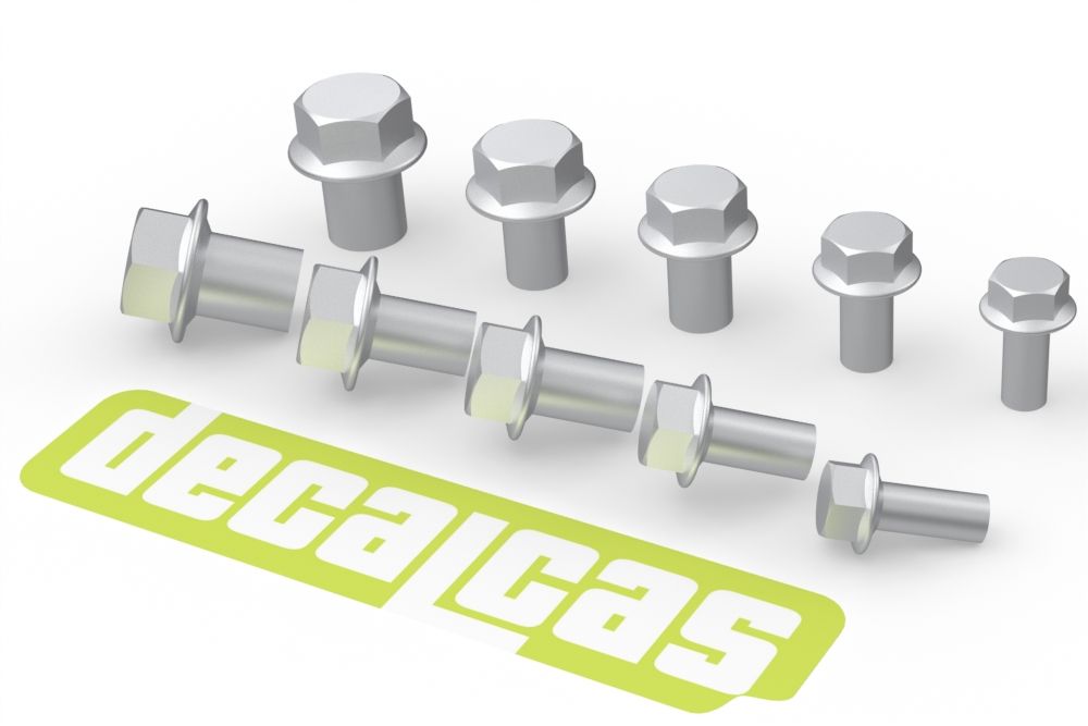 Decalcas PAR148 Fasteners for 1/24,1/20,1/12 scale models: Hexagon flange bolts (48+48+48+48+48 units/each)