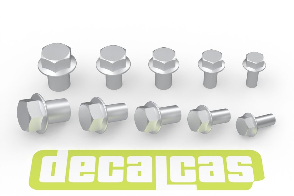 Decalcas PAR148 Fasteners for 1/24,1/20,1/12 scale models: Hexagon flange bolts (48+48+48+48+48 units/each)