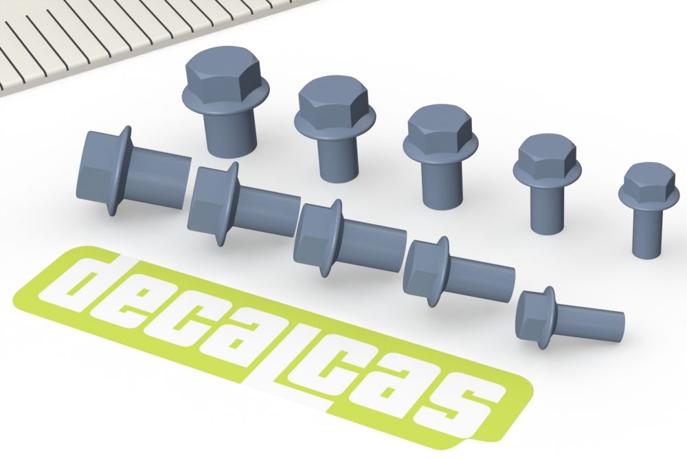 Decalcas PAR148 Fasteners for 1/24,1/20,1/12 scale models: Hexagon flange bolts (48+48+48+48+48 units/each)