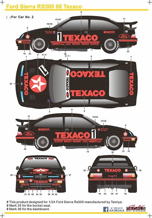 SKDecals 24059 FORD SIERRA RS500 88 TEXACO