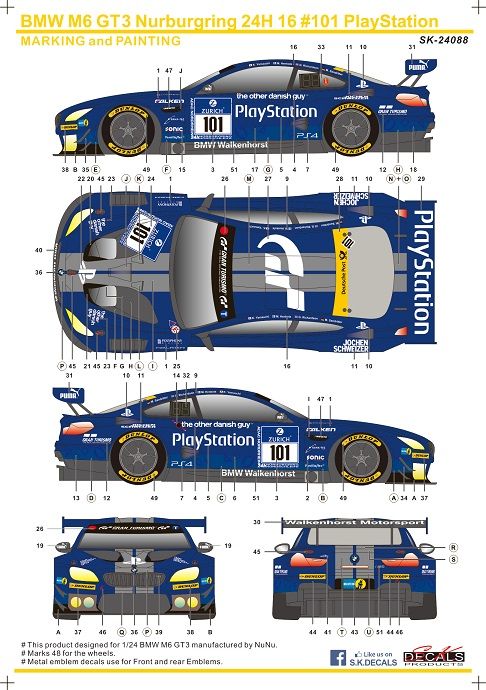 SKDecals 24088 BMW M6 GT3 NURNBURGRING 24H 2016 TEAM