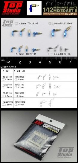 Top Studio TD23184 RESIN HOSE JOINTS 1/12 MIXED SET B