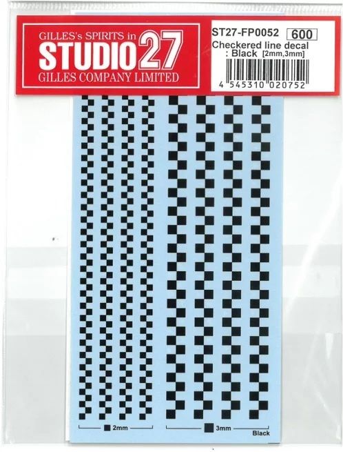 Studio27 FP0052 CHEQUERED LINE DECAL BLACK (2mm & 3mm)