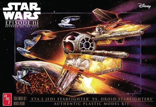 AMT 01436 Star Wars ETA 2 Jedi Starfighter vs Droid Starfighters