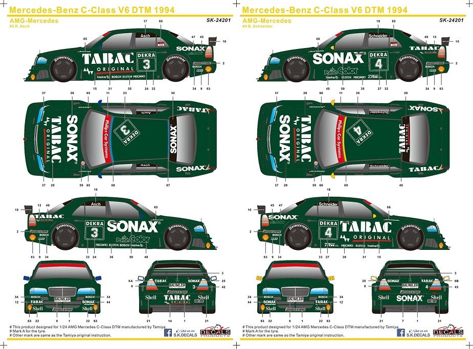 SKDecals 24201 MERCEDES-BENZ C-CLASS V6 DTM 1994