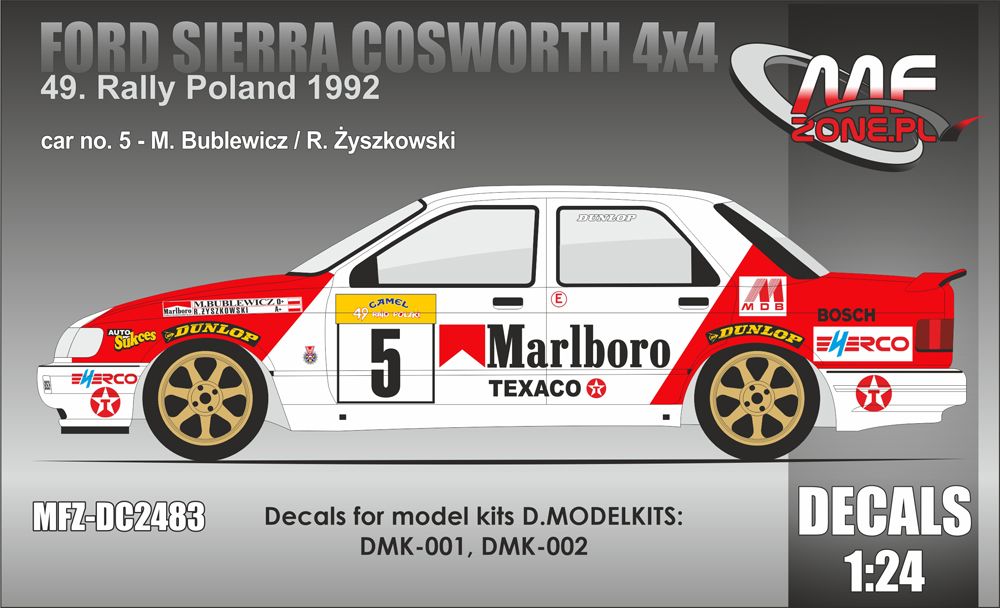 Mf-Zone DC2483 FORD SIERRA COSWORTH 4X4 49. POLAND RALLY 1992 Mf-Zone DC2483 FORD SIERRA COSWORTH 4X4 49. POLAND RALLY 1992