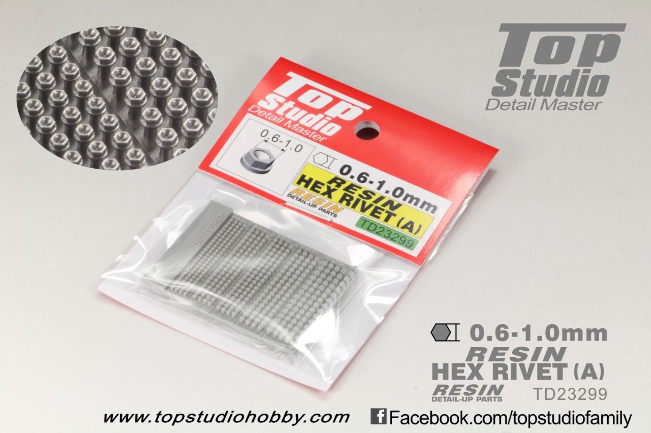 Top Studio TD23299 0.6-1.0mm Resin hex rivet A