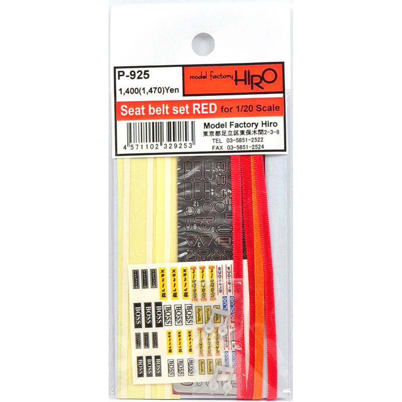 Model Factory Hiro P925 Seat belt set Red 1/20 Model Factory Hiro P925 Seat belt set Red 1/20