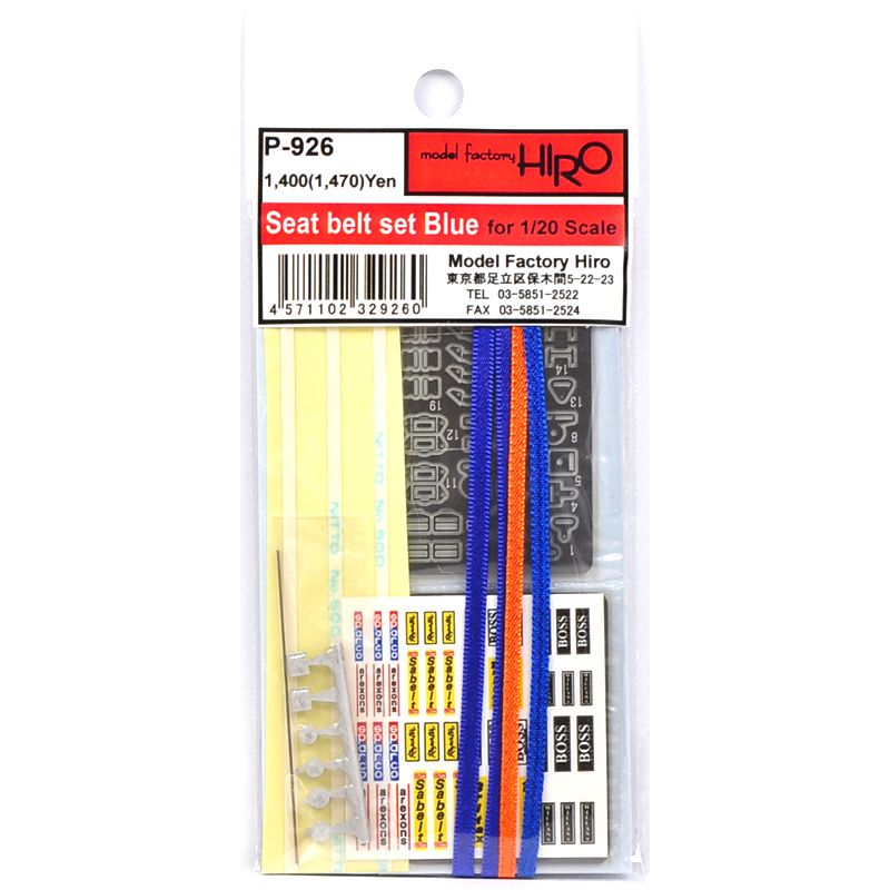 Model Factory Hiro P926 Seat belt set Blue 1/20 Model Factory Hiro P926 Seat belt set Blue 1/20