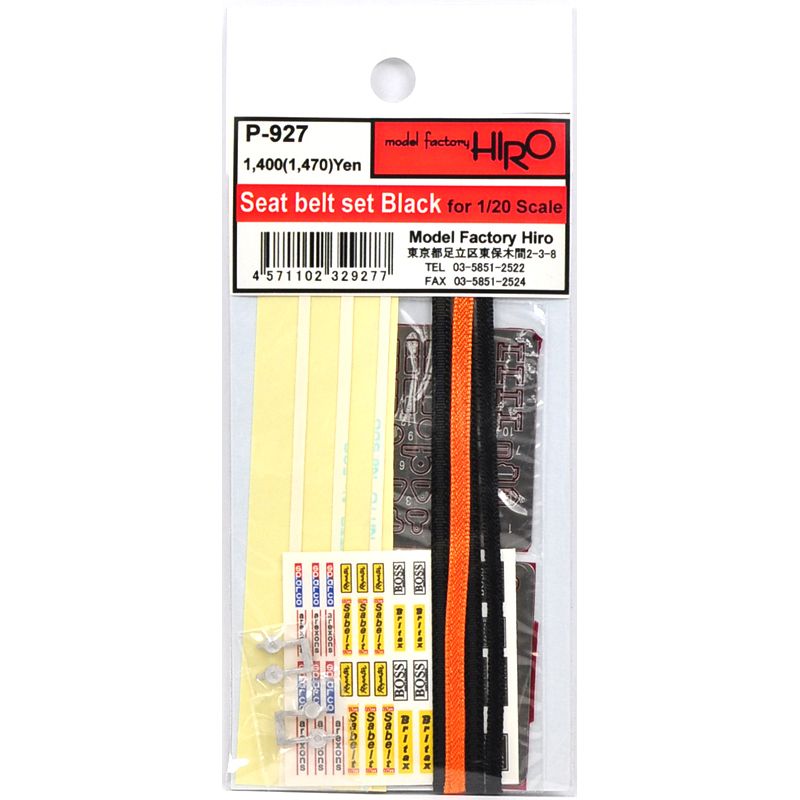 Model Factory Hiro P927 Seat belt set Black 1/20 Model Factory Hiro P927 Seat belt set Black 1/20