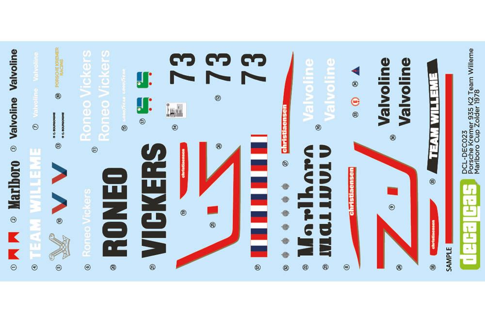 Decalcas DEC023 Porsche Kremer 935 K2 Team Willeme - 1978