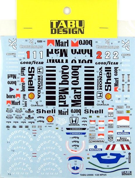 Tabu Design 20066 MCLAREN MP4/5 MARLBORO SHELL HONDA GOODYEAR