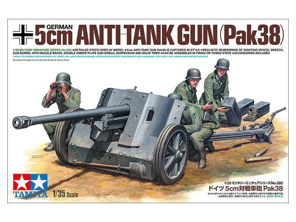 Tamiya 35392 5m Anti-Tank Gun Pak38
