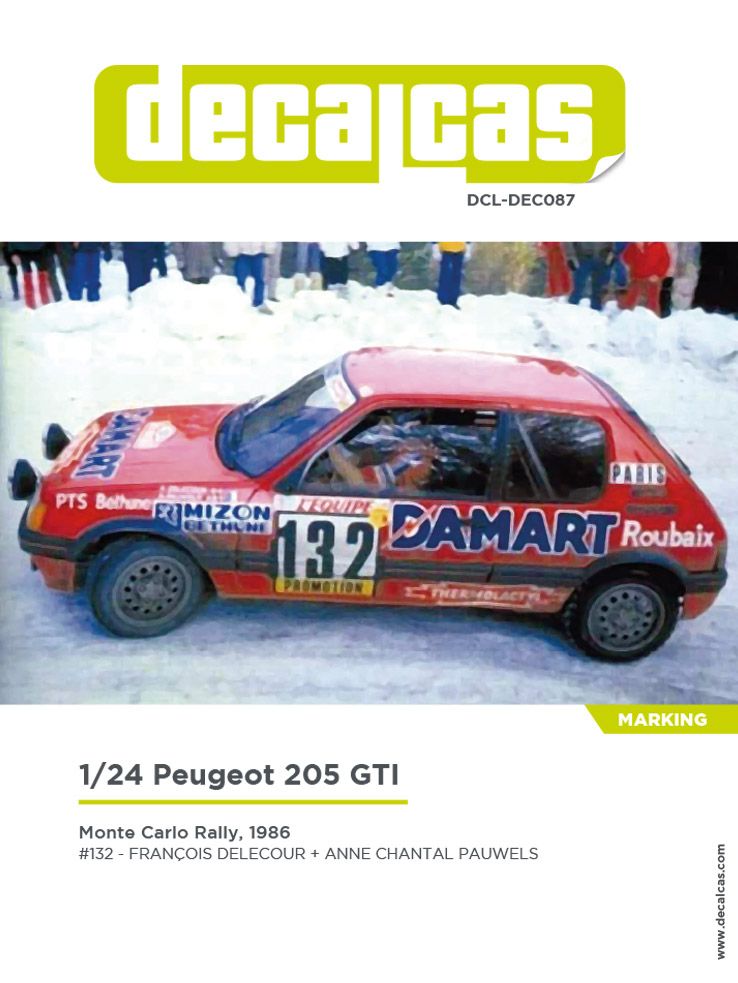 Decalcas DEC087 Peugeot 205 GTI Group A sponsored by Damart Termolactil - 1986
