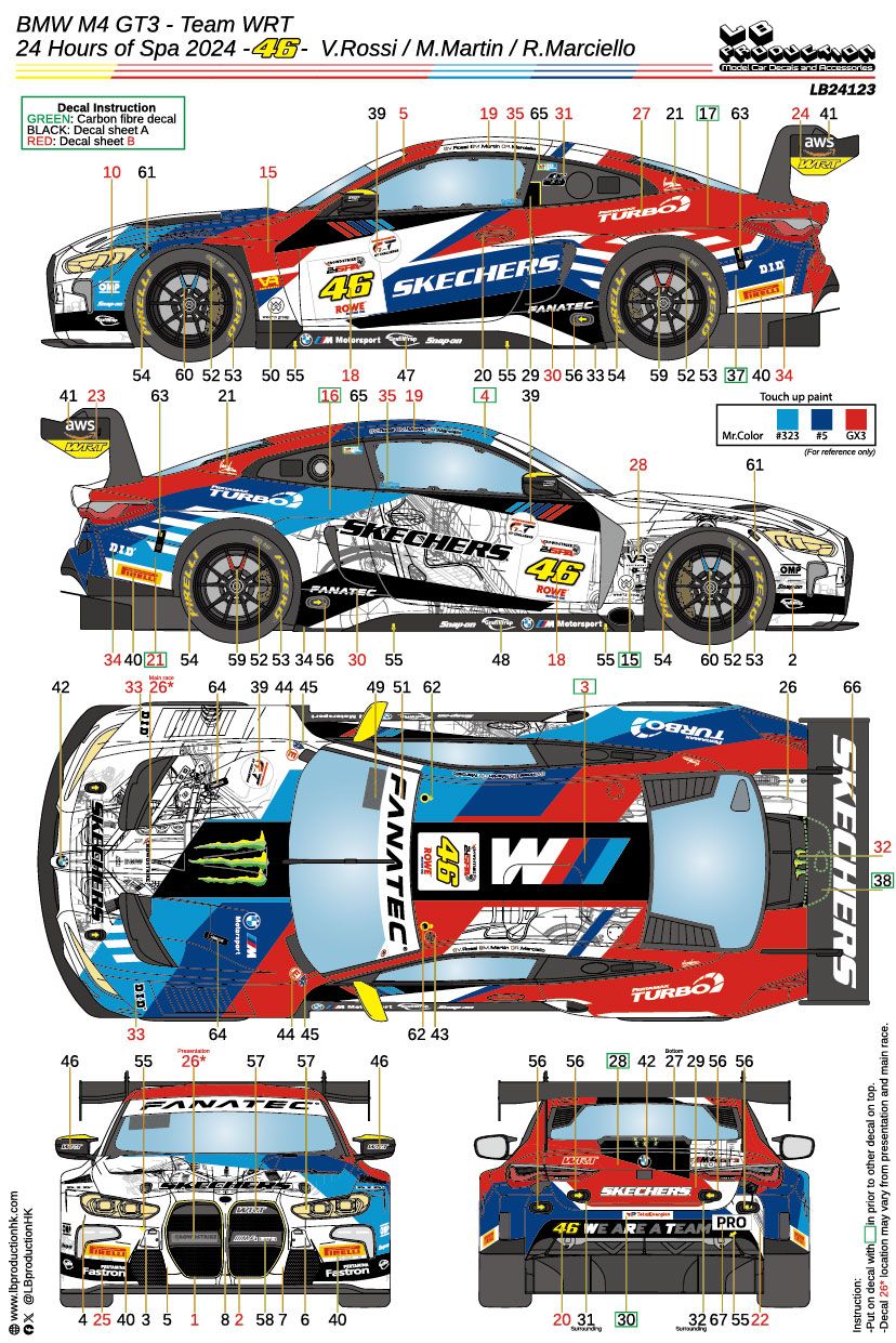 LB Production LB24123 BMW M4 GT3 - Team WRT - 24 Hours of Spa 2024 #46 - V.Rossi - M.Martin - R.Marciello LB Production LB24123 BMW M4 GT3 - Team WRT - 24 Hours of Spa 2024 #46 - V.Rossi - M.Martin - R.Marciello