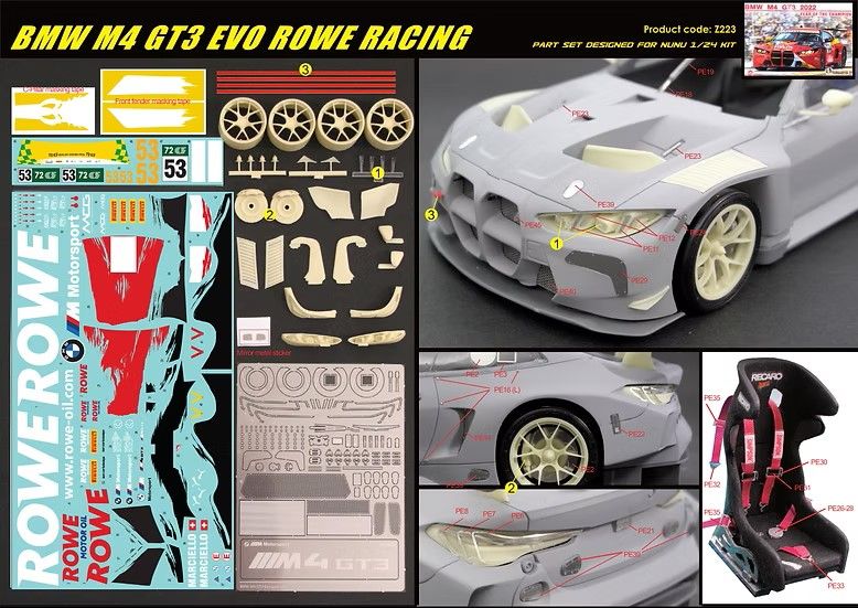 ZoomOn Z223 BMW M4 GT3 EVO ROWE Racing part set