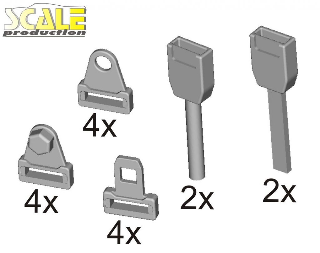 Scale Production SPE24002B Seat belt buckles to Street Cars GREEN