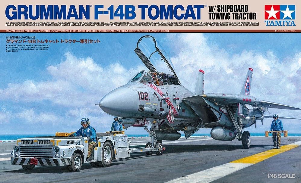 Tamiya 61129 GRUMMAN F-14B TOMCAT WITH SHIPBOARD TOWING TRACTOR